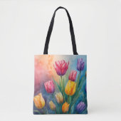 Dromerige waterverf tulpen Canvas tas (Voorkant)