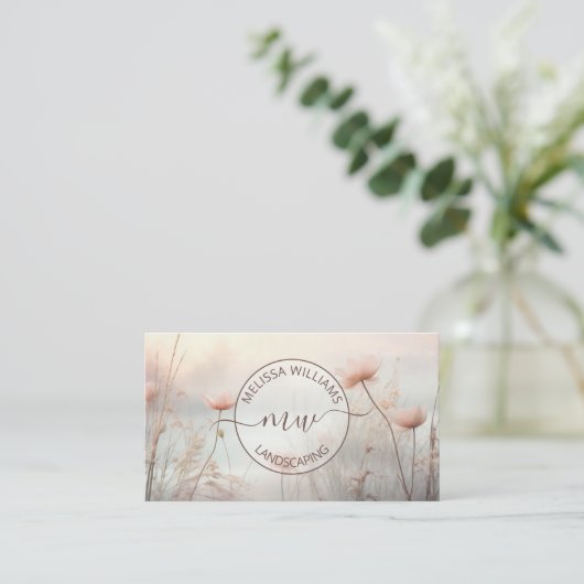 Dromerige wilde bloemen Logo Visitekaartje (Staand voorkant)