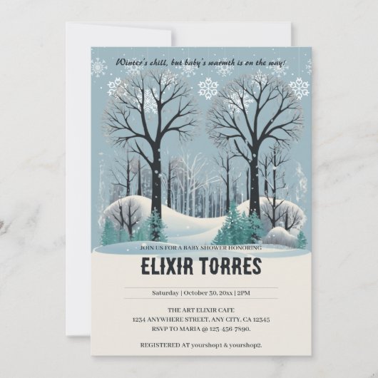 Dromerige Winter Forest Snowflakes Baby shower Kaart (Voorkant)