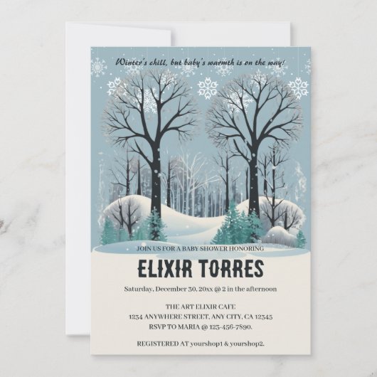 Dromerige Winter Forest Snowflakes Baby shower Kaart (Voorkant)