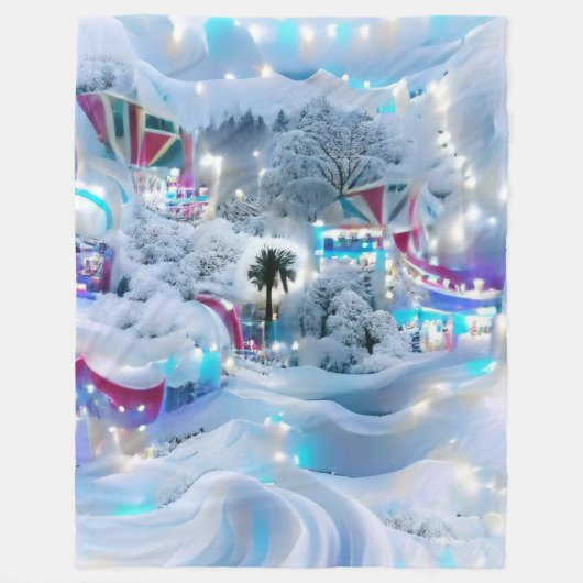 Dromerige Winter Wonderland Lights Fleece Deken (Voorkant)