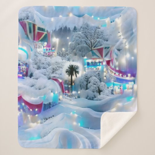Dromerige Winter Wonderland Lights Sherpa Deken (Voorkant)