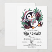 Dromerige winterpinguïn Baby shower Kaart (Voorkant / Achterkant)