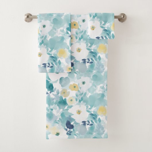 Dromerige Witte Bloemen & Aqua Bad Handdoek (Insitu)