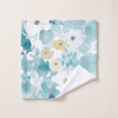 Dromerige Witte Bloemen & Aqua Bad Handdoek (Wasdoekje)