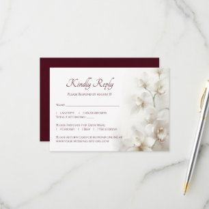 Dromerige Witte Orchideeën Eenvoudige Huwelijk RSVP Kaartje