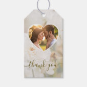 Dromerige witte roos hart foto bruiloft dank u cadeaulabel (Voorkant)
