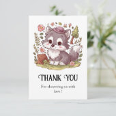 Dromerige  Wolf Baby shower Bedankkaart (Staand voorkant)