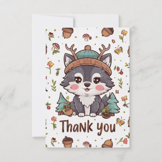 Dromerige wolf bedankkaart (Voorkant)