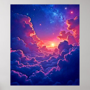 Dromerige Wolken: Hemelse Zonsondergang Magie Kuns Poster