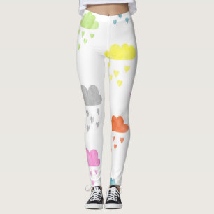 Dromerige Wolken: Waterverf Hart Regen Leggings