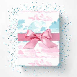 Dromerige wolkenbanden in roze en aqua cadeaupapier