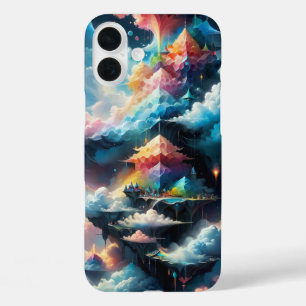 Dromerige wolkenpatronen met zachte blues en roze iPhone 16 plus hoesje