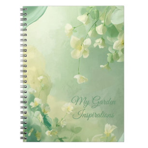 dromerige zachte salie en mintgroene bloemmotieven notitieboek