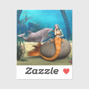 Dromerige Zeemeermin Dolfijn Onderwater Fantasie K Sticker