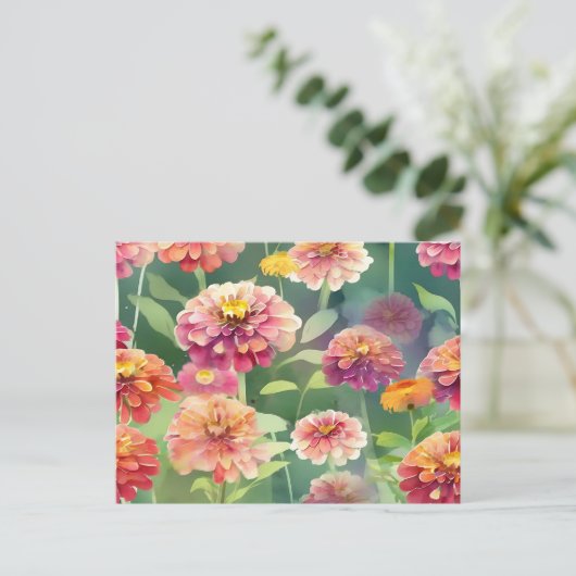 Dromerige Zinnia-bloemen Briefkaart (Staand voorkant)