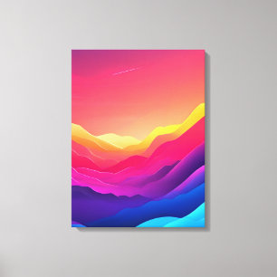 Dromerige zonsondergang over berg silhouetten canvas afdruk