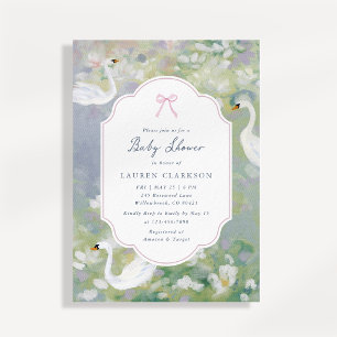 Dromerige Zwanenmeer Baby Shower Uitnodiging