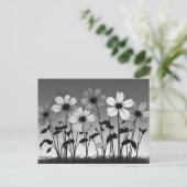 Dromerige zwart-wit bloemen schaduwen briefkaart (Staand voorkant)