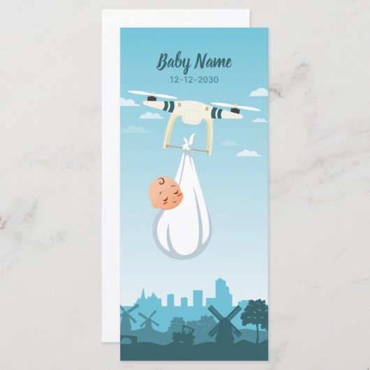 Drone Baby Faire-part de naissance (Devant / Derrière)