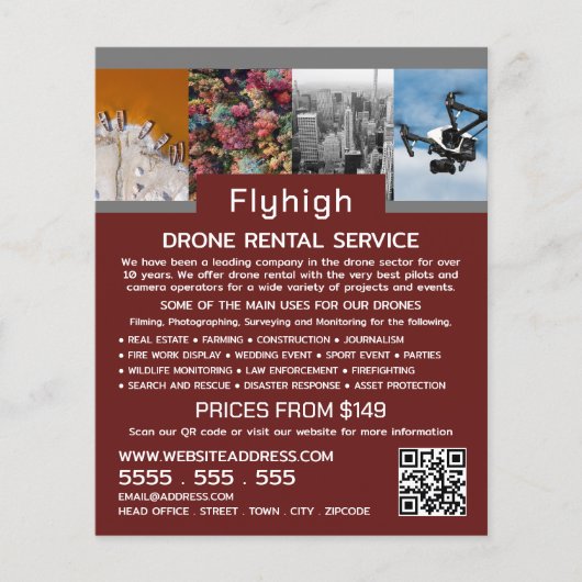 Drone Collage Banner, Drone Rental Company Flyer (Voorkant)