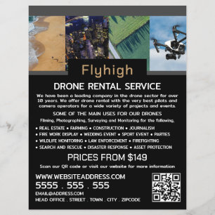 Drone Collage Banner, Drone Rental Company Flyer