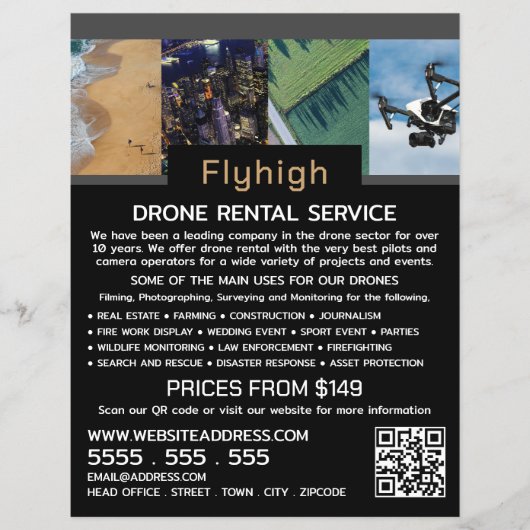 Drone Collage Banner, Drone Rental Company Flyer (Voorkant)