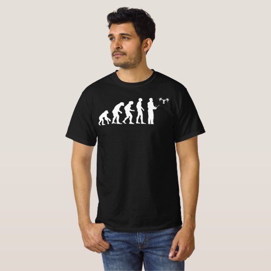 Drone Evolution - Funny Drone Pilot Quadcopter Fan T-shirt (Voorkant volledig)