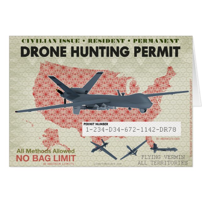 Drone Hunting Permit-kaart (Voorkant Horizontaal)