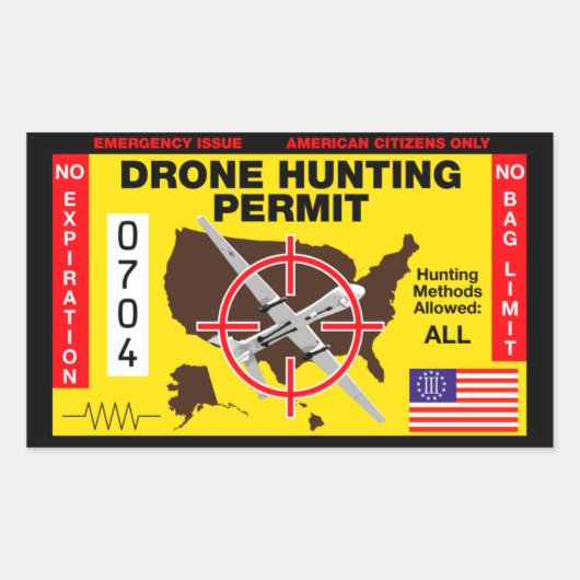 Drone Hunting Permit Rechthoekige Sticker (Voorkant)
