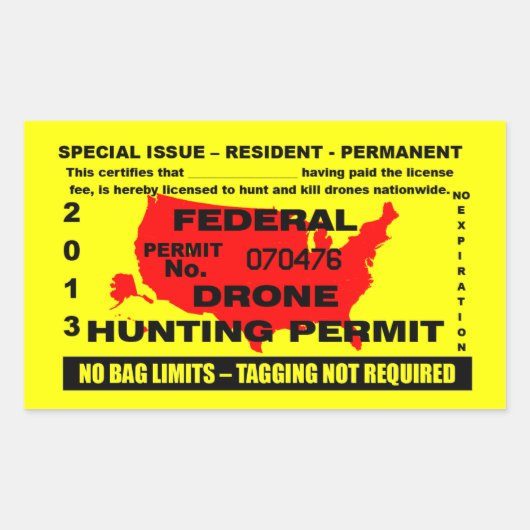 Drone Hunting Permit Rechthoekige Sticker (Voorkant)