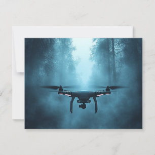Drone in Foggy Forest Invitation Kaart