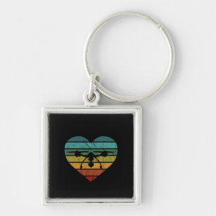 Drone in Retro Sunset Heart Sleutelhanger