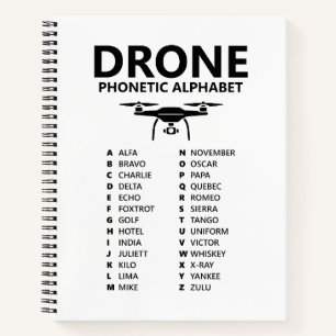 Drone NATO Fonetisch Alfabet – Witte Grafiek Notitieboek
