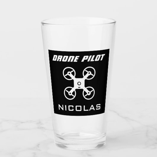 Drone piloot bier glas cadeau met aangepaste naam (Voorkant)
