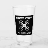 Drone-pilote en verre de bière cadeau avec nom per (Devant)