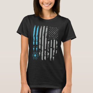 Drone Racing Quadcopter Pilot Usa American Flag Di T-shirt