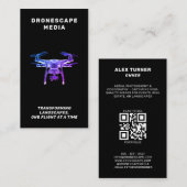 Drone UAV Pilot Fotografie QR Code Modern Zwart Visitekaartje (Voorkant / Achterkant)