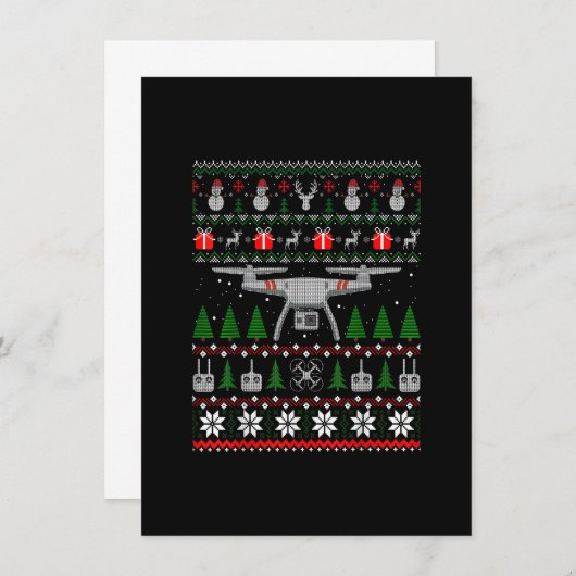 Drone Ugly KerstSweater Shirt Funny Quadcopte Kaart (Voorkant / Achterkant)