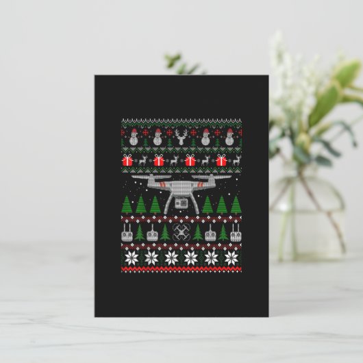 Drone Ugly KerstSweater Shirt Funny Quadcopte Kaart (Staand voorkant)