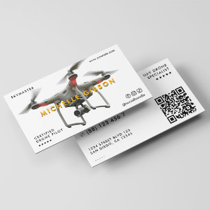 Dronepiloot Moderne UAV-operator Witte QR Visitekaartje