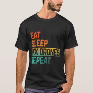 Drones Eat Sleep Herhaal Waterverf T-shirt