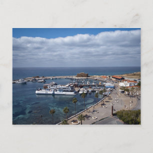 Dronezicht op de haven en het kasteel van Paphos Briefkaart