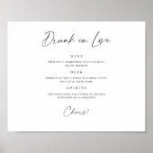 Dronken in Love Bar Menu Minimaal Huwelijksdrank B Poster (Voorkant)