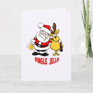 Dronken Kerstman Met Dronken Rendier Bingle Jells Kaart
