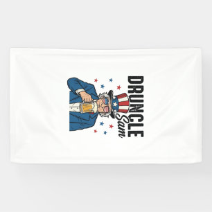 Dronken oom Sam Grappig Patriottisch Bier Vector D Spandoek