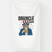 Dronken oom Sam Grappig Patriottisch Bier Vector D Spandoek (Verticaal)