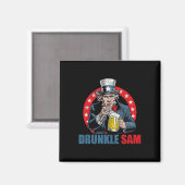 Dronken Oom Sam Grappige 4e Juli Oom Sam Usa Bier Magneet (Voorkant / Achterkant)