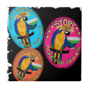 Dronken papegaaien tegeltje