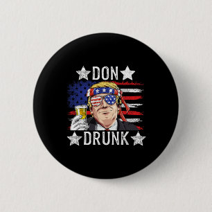 Dronken Patriottische Vintage 4 juli Vlag Grappig Ronde Button 5,7 Cm